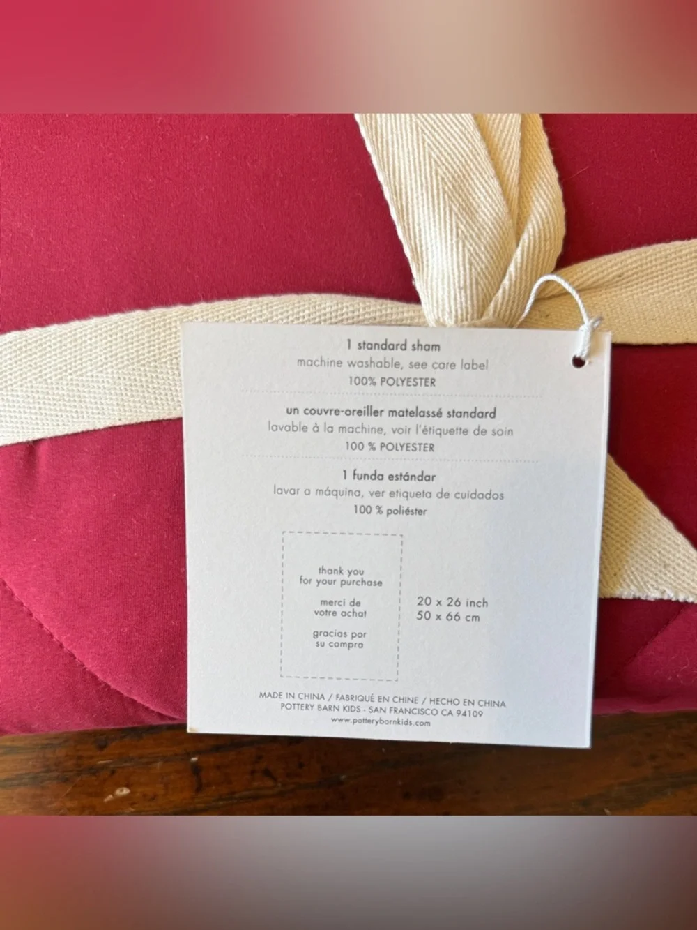 Pottery Barn Kids Quilted Sham Red Standard Cozy Bedding NWT